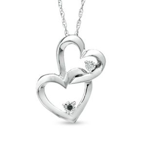 Zales Interlocking Black White Diamond Hearts